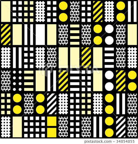 Decorative geometric shapes tiling. Monochrome 34854855