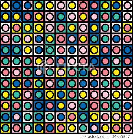 Decorative geometric shapes tiling. Multicolor 34855807