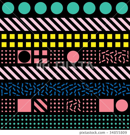 Decorative geometric shapes tiling. Multicolor 34855809