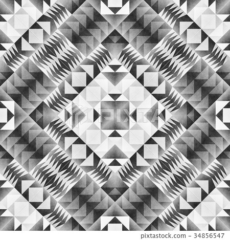Monochrome Tribal Seamless Pattern. Aztec Style 34856547