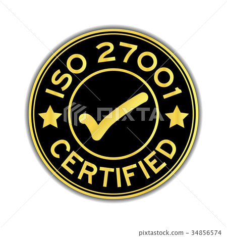 Black gold color ISO 27001 certified round stamp 34856574