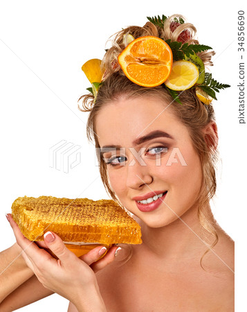 Honey facial mask with fresh fruits and honeycombs 34856690