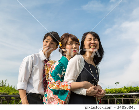 Women and their families wearing kimono 34856843