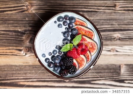 Delicious blueberry and fig yoghurt 34857355