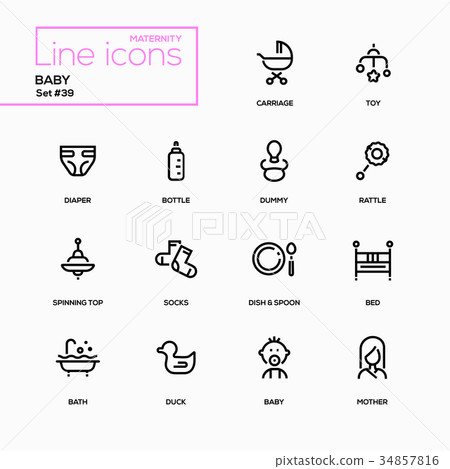 Maternity concept - line design icons set 34857816
