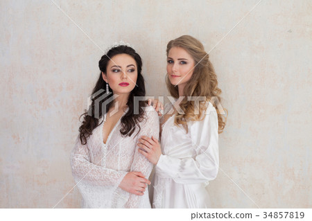 two girls in the white lingerie blonde and 34857819