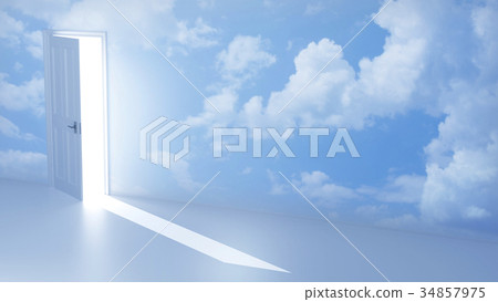 Open door and blue sky 34857975