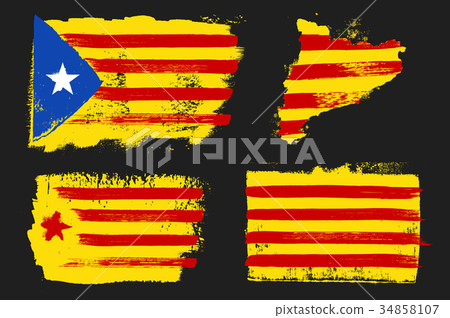 Catalonia Flags Grunge Style 34858107
