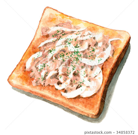 Tuna onion toast painted by watercolor 34858372