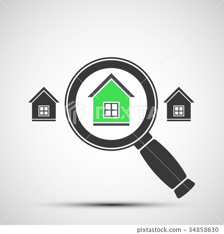 Vector image of a magnifying glass and Real Estate 34858630