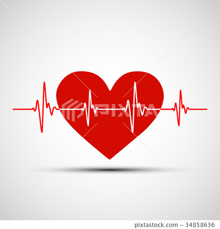 Vector image of the human heart and encephalogram 34858636