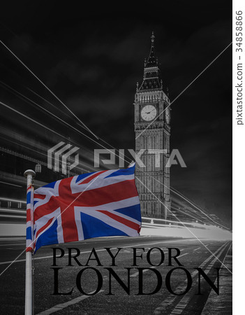 Pray for London. Black and white Big Ben at night Pray for London. Black and white Big Ben at night 34858866
