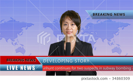 Female news anchor in studio Female news anchor in studio 34860309