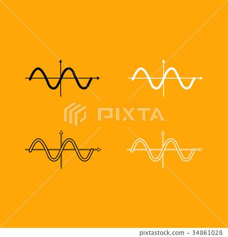 Sinewave black and white set icon. Sinewave black and white set icon. 34861028
