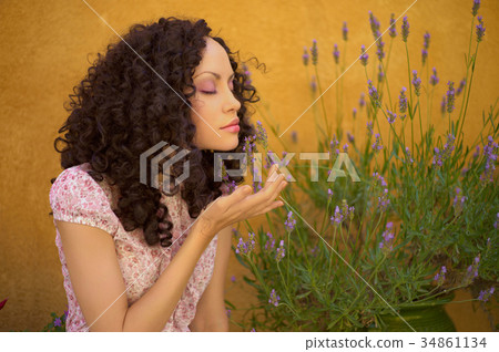 Beautiful lady with lavender 34861134