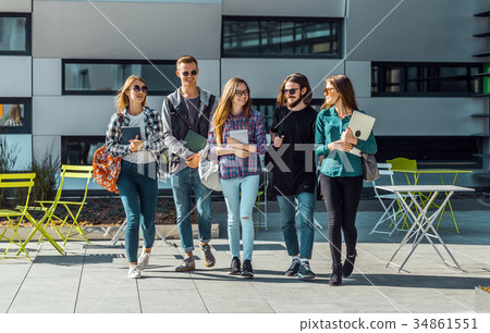 Group of Students Walk 34861551