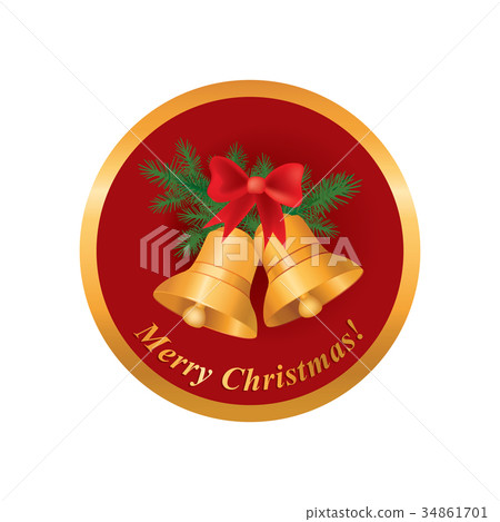 Christmas card. Winter holiday bell icon. Decor 34861701