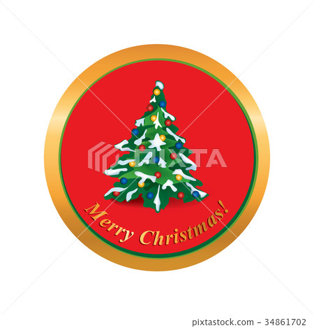 Christmas card. Winter holiday tree icon. Decor 34861702