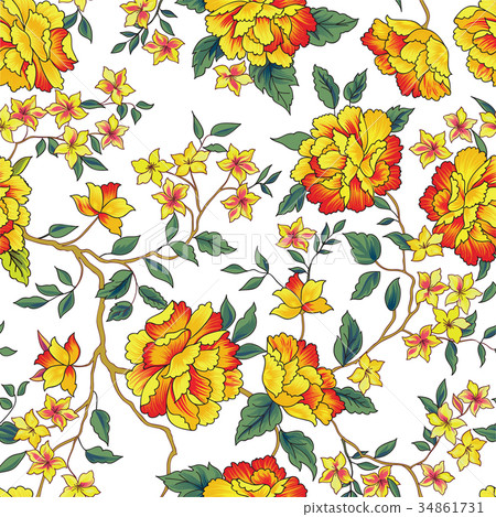 Floral seamless pattern. Garden flower background Floral seamless pattern. Garden flower background 34861731