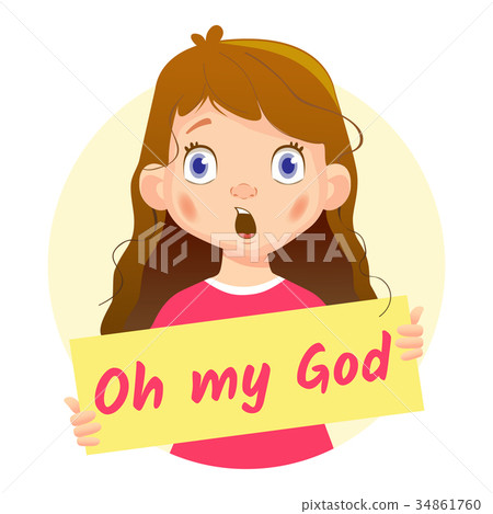 Girl holding Oh my God poster-surprised Girl holding Oh my God poster-surprised 34861760