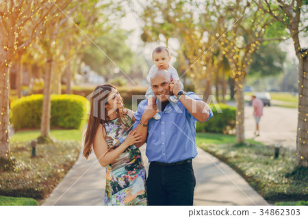 family on a walk family on a walk 34862303