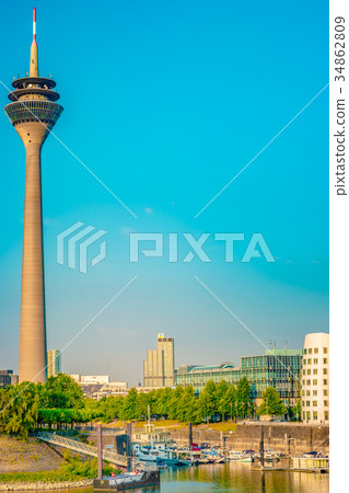 Looking at Media Harbor at Rhine-River in 34862809