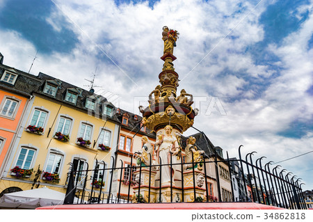 View of Hauptmarkt square in Trier, with historic View of Hauptmarkt square in Trier, with historic 34862818