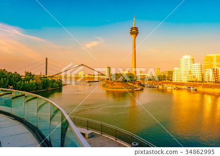 Looking at Media Harbor at Rhine-River in Looking at Media Harbor at Rhine-River in 34862995