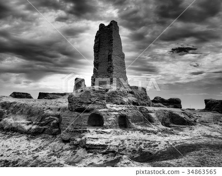 中國吐魯番·Takashi堡壘/高昌廢墟，吐魯番，中國 34863565