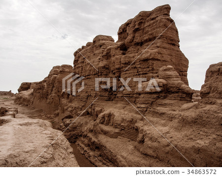 中國吐魯番·Takashi堡壘/高昌廢墟，吐魯番，中國 34863572