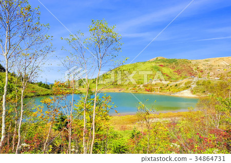 Yumi Pond and Kusatsu Shirane Mountain in Autumn Yumi Pond and Kusatsu Shirane Mountain in Autumn 34864731