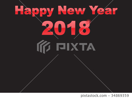 Happy New Year 2018 Text with Metallic Design Happy New Year 2018 Text with Metallic Design 34869359