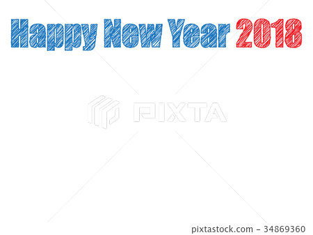 Happy New Year 2018 Text with Scribble / sketch Happy New Year 2018 Text with Scribble / sketch 34869360