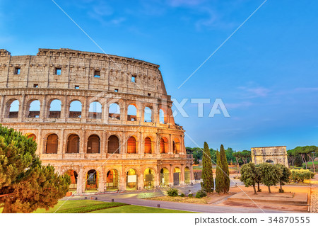 Rome city skyline sunrise at Colosseum, Italy Rome city skyline sunrise at Colosseum, Italy 34870555