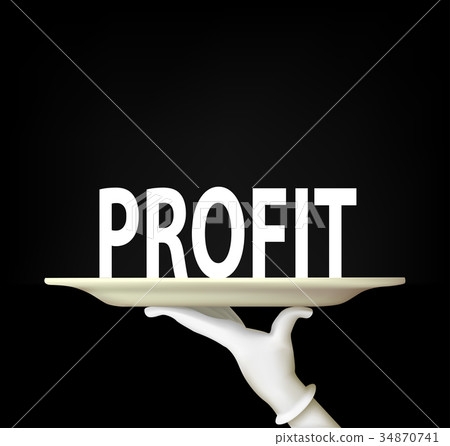 hand holding a tray with the word profit hand holding a tray with the word profit 34870741