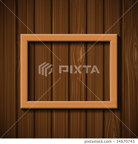 wooden picture frame hanging on the wall wooden picture frame hanging on the wall 34870743