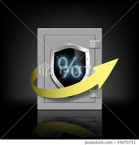 metal safe with a percent sign and arrow metal safe with a percent sign and arrow 34870751