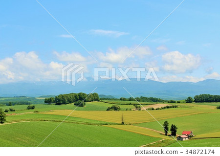 Hokkaido blue sky and north earth 34872174