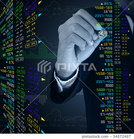Business man touching the stock chart Business man touching the stock chart 34872487