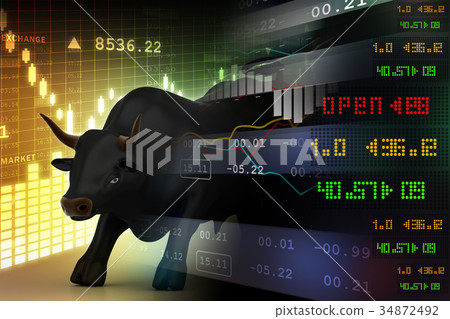 Trading and investing financial symbol with bull 34872492