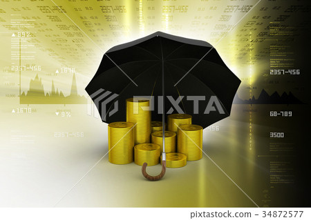 Gold coin under the umbrella Gold coin under the umbrella 34872577