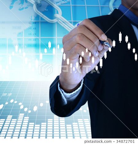 Business man drawing the stock chart Business man drawing the stock chart 34872701