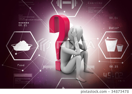 3d man sitting near the question mark 3d man sitting near the question mark 34873478