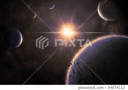 Space. Sci fi. A stars, planets, nebulas. Space. Sci fi. A stars, planets, nebulas. 34874112