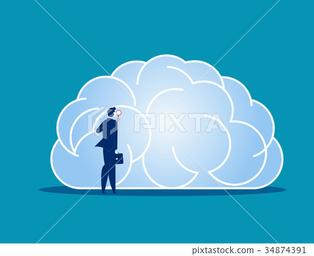 Businessman and brain searching. Concept business. Businessman and brain searching. Concept business. 34874391
