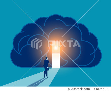 Businessman and brain searching. Concept business. Businessman and brain searching. Concept business. 34874392