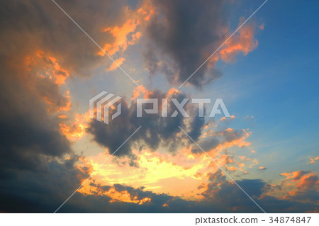 Sunset sky in Kawaguchi City, Saitama Prefecture (dark clouds, black clouds) 34874847