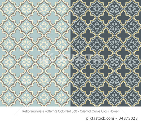 Retro Seamless background image two color set Retro Seamless background image two color set 34875028