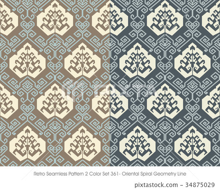 Retro Seamless background image two color set 34875029