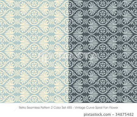 Retro Seamless background image two color set Retro Seamless background image two color set 34875482